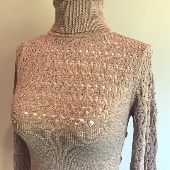 Sparkle Pointelle Bebe Turtleneck Sweater - XS - Picture 2 of 7